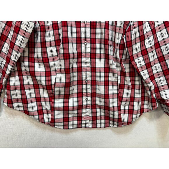 Talbots Plus Women's Cotton Button Up Blouse Long Sleeve Size 18W Red White Plai - Picture 6 of 12